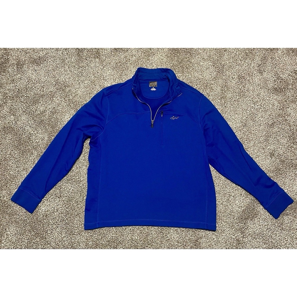 Greg Norman Tasso Elba Golf 1/4 Zip Pullover Men's Chest Pocket Cotton Blue XL‎